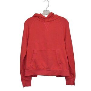 Athleta Moonrise Open Back Hoodie Sweatshirt Cotton Passion Fruit Coral Size S
